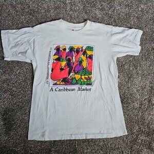 Y2K Trade Winds Caribbean Market 2XL White Short Sleeve Art Style St. Martin
